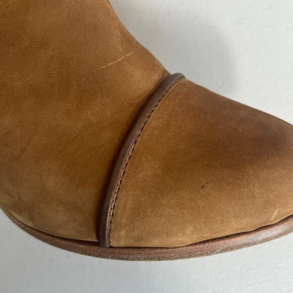 Rag & Bone Women's Boots 6.5 Kinsey Carmel Tan Nubuck Leather Strap Ankle Heel - Picture 13 of 15